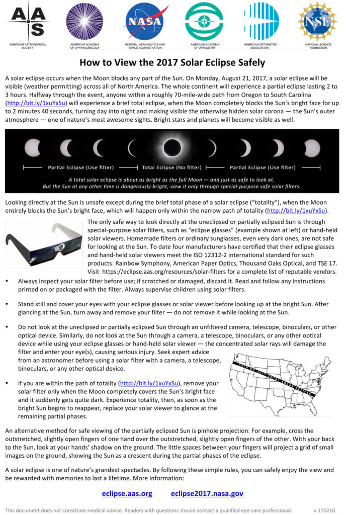 How to View the 2017 Solar Eclipse Safely Advanced Eyecare Optometry